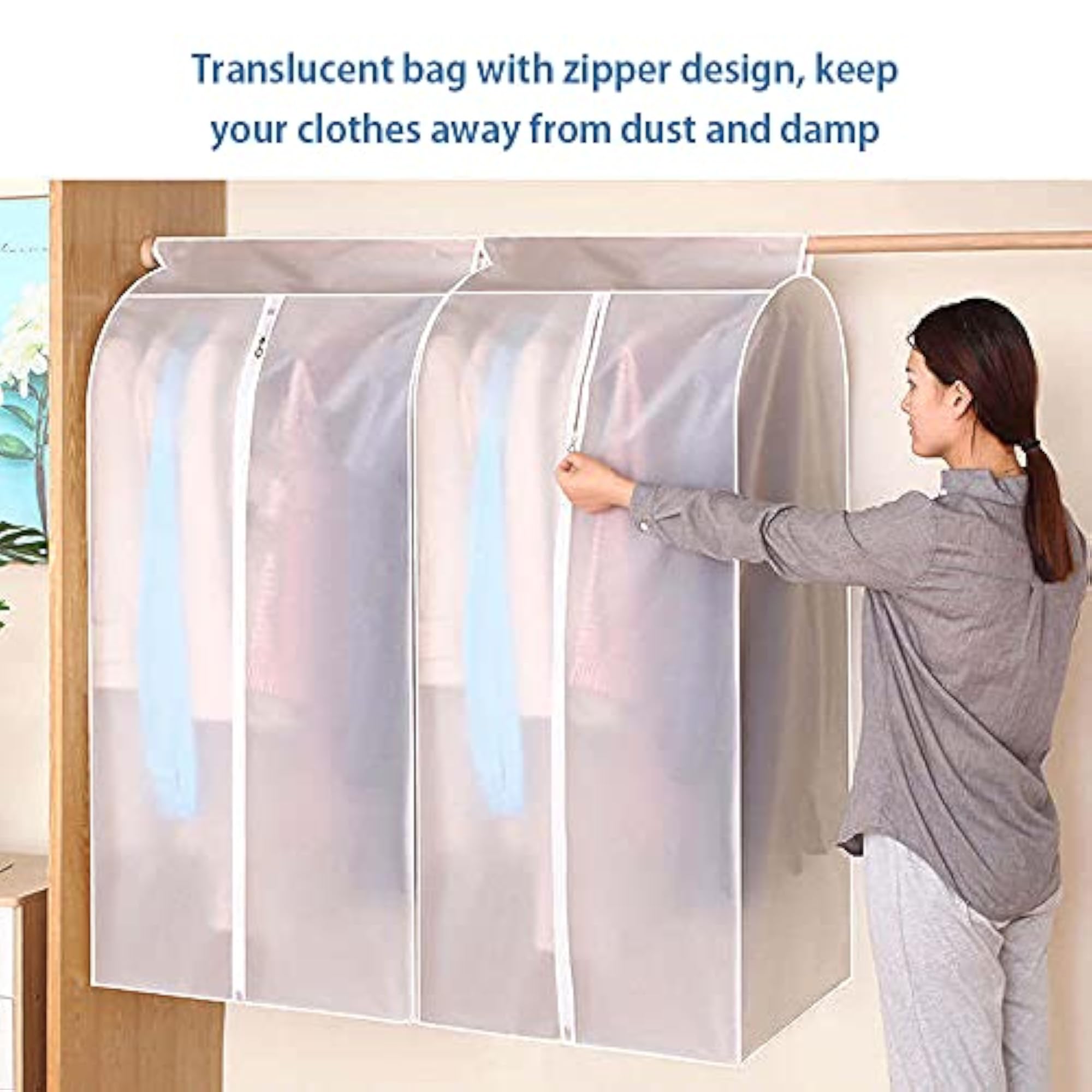 Hanging Garment Storage Bag, Translucent Dustproof Waterproof